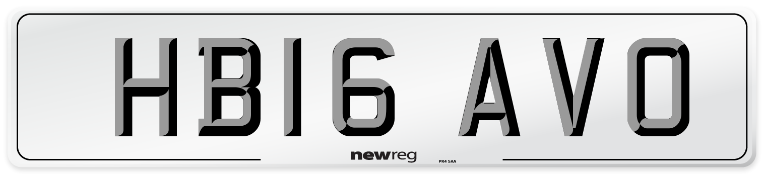 HB16 AVO Number Plate from New Reg